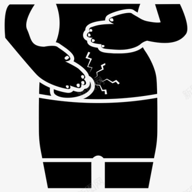 腹痛腹部不适人体各部位物理损伤实心图标包图标
