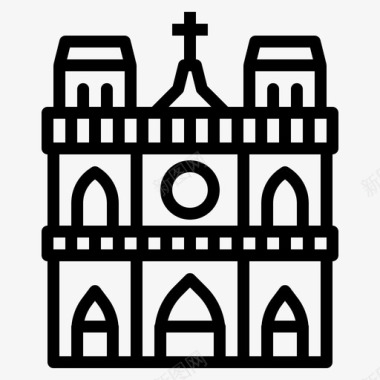 圣母院大教堂建筑地标图标图标