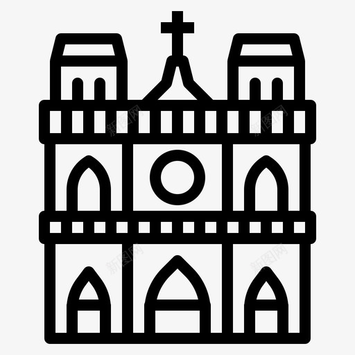 圣母院大教堂建筑地标图标svg_新图网 https://ixintu.com 圣母院大教堂 地标 地标轮廓 建筑