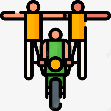 摩托车印度共和国第二天线性颜色图标图标