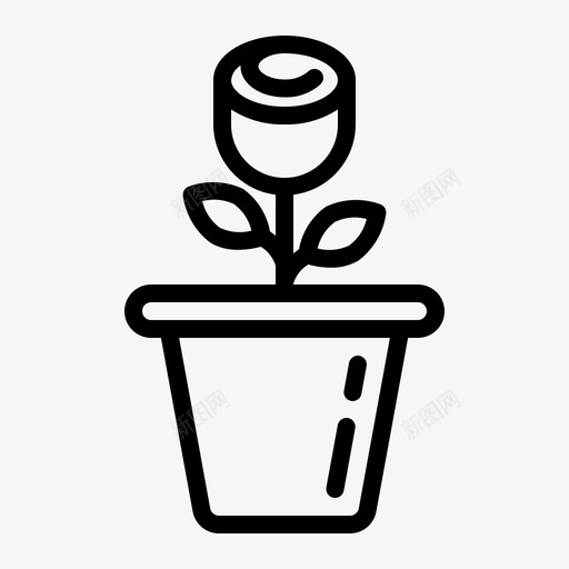 玫瑰花植物花盆图标svg_新图网 https://ixintu.com 名花 植物 玫瑰花 花瓶 花盆