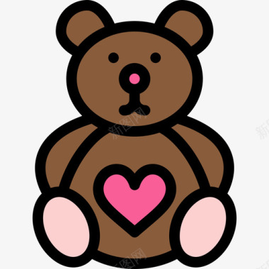 泰迪熊情人节55线性颜色图标图标