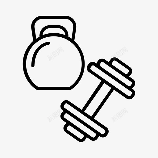 壶铃和哑铃健身运动图标svg_新图网 https://ixintu.com 健身 哑铃 壶铃 运动 重量