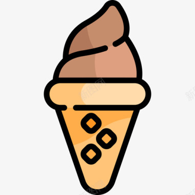 冰淇淋城市公园3线性颜色图标图标