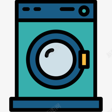洗衣机旅社3线性颜色图标图标