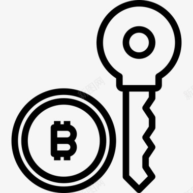 密钥加密货币和比特币线性图标图标