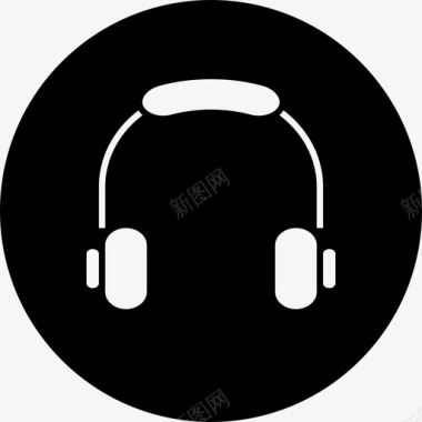 耳机无线耳机音乐圆形填充图标图标