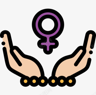 女权主义女权主义12线性色彩图标图标