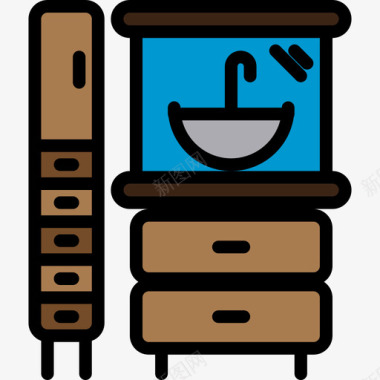 橱柜家具和家居装饰5线颜色图标图标