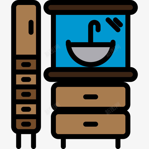 橱柜家具和家居装饰5线颜色图标svg_新图网 https://ixintu.com 家具和家居装饰5 橱柜 线颜色