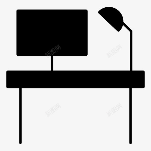 书桌电脑家具图标svg_新图网 https://ixintu.com 书桌 办公室 学生 家具 家庭设备 电脑