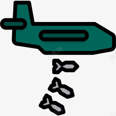 飞机陆军11线性颜色图标图标