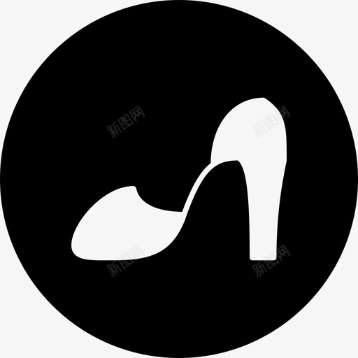 长跟鞋子女人图标svg_新图网 https://ixintu.com 圆形 填充 女人 时尚 长跟 鞋子
