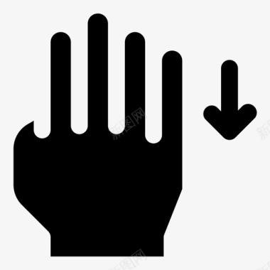 四个手指向下滑动手手势字形图标图标