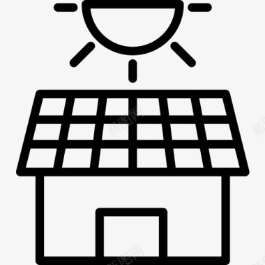 太阳能电池板能源27线性图标图标