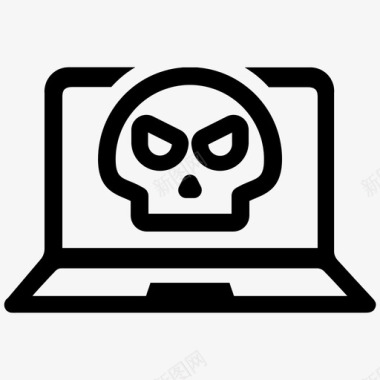 黑客笔记本电脑病毒网络安全图标图标