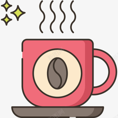 咖啡杯食品饮料6线性颜色图标图标