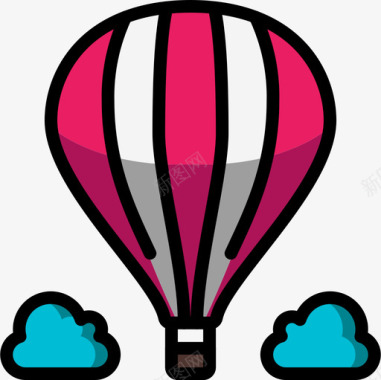 热气球发明4线颜色图标图标