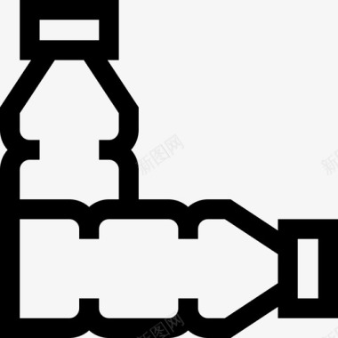 塑料瓶污染线性图标图标