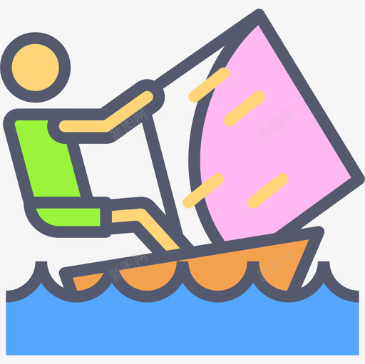 风帆运动85线性颜色图标svg_新图网 https://ixintu.com 线性 运动 颜色 风帆