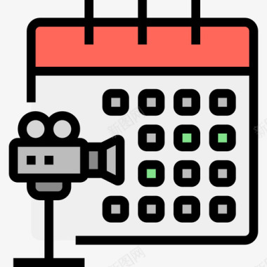 拍摄时间表电影工业4线性色彩图标图标
