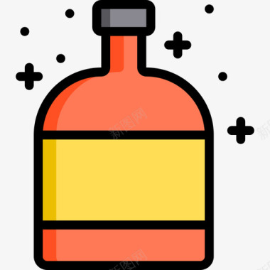 酒瓶酒精饮料3线性颜色图标图标