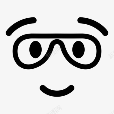 书呆子表情符号眼镜图标图标