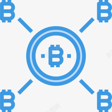 网络加密货币和比特币5蓝色图标图标