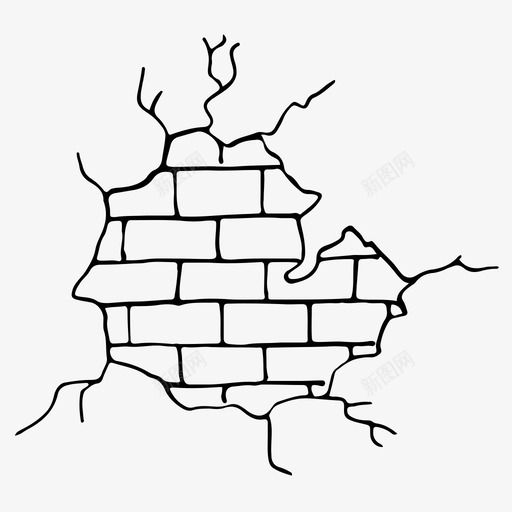 墙裂砖墙碎墙图标svg_新图网 https://ixintu.com 墙裂 砖墙 碎墙