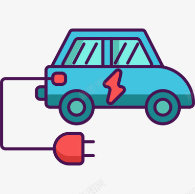 电动汽车技术69线性颜色图标图标