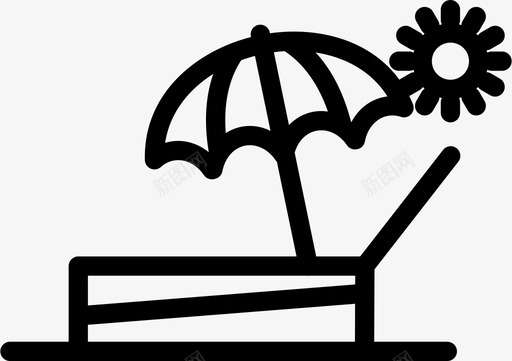 雨伞沙滩躺椅图标图标