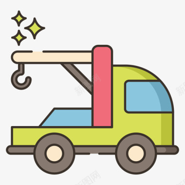 拖车汽车服务31线性颜色图标图标