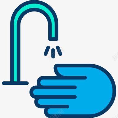 手洗卫生18线性颜色图标图标