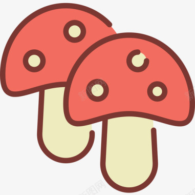 蘑菇纯素2线性颜色图标图标