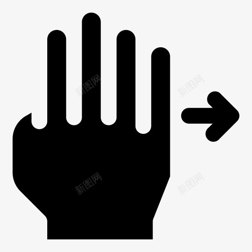 四个手指向右滑动手手势字形图标svg_新图网 https://ixintu.com 向右 四个 字形 手势 手指 滑动