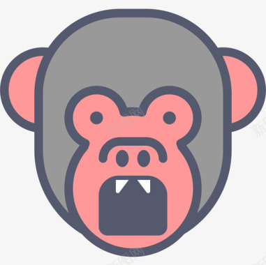 猴子动物45线性颜色图标图标