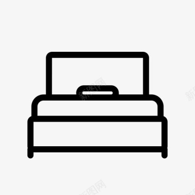 单人床卧室酒店图标图标