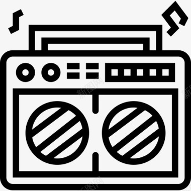 收音机嘻哈13线性图标图标