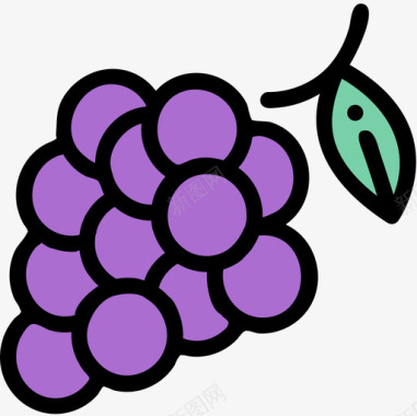 葡萄水果和蔬菜23线形颜色图标图标