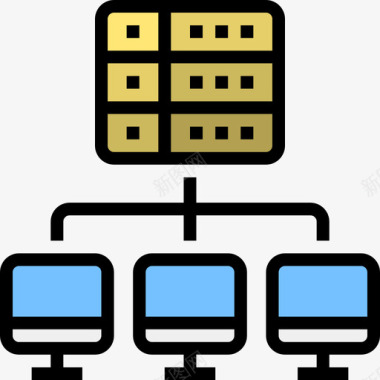 服务器技术和电子线颜色图标图标