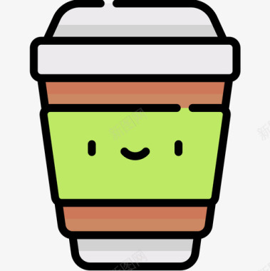 咖啡杯幸福8线性颜色图标图标