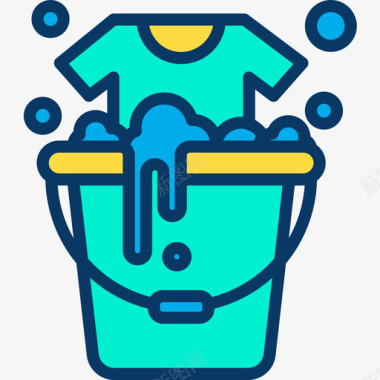 水桶卫生18线型颜色图标图标