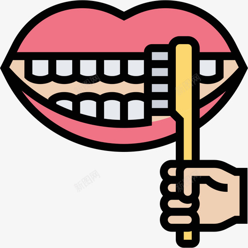刷牙牙齿19线颜色图标svg_新图网 https://ixintu.com 刷牙 牙齿 颜色