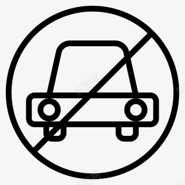禁止停车酒店和旅行直线图标图标