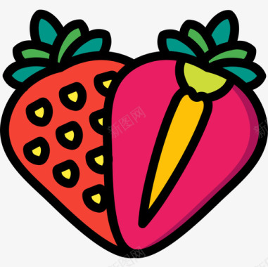 草莓食品132线形颜色图标图标
