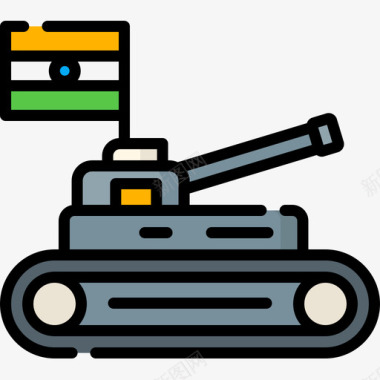 坦克印度共和国第二天线性颜色图标图标