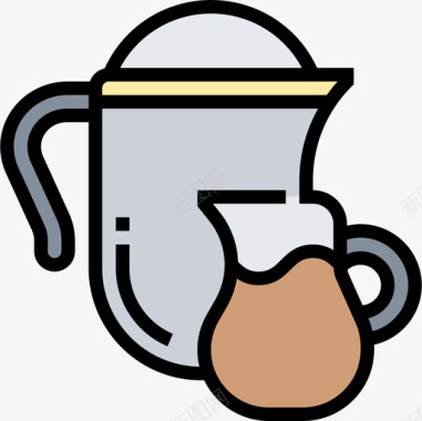 水壶咖啡57线形颜色图标图标