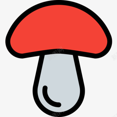 蘑菇蔬菜和种子线形颜色图标图标