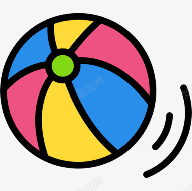 沙滩球第8季线性颜色图标图标