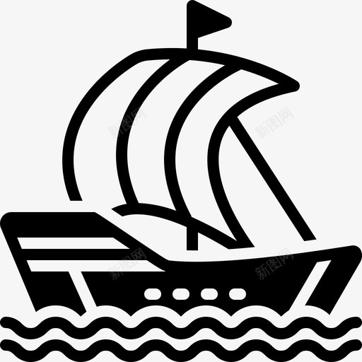 海盗湾帆船轮廓图标svg_新图网 https://ixintu.com 帆船 海盗 轮廓 运输